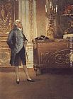 Georges Croegaert Canvas Paintings - A Gentleman Waiting in an Interior